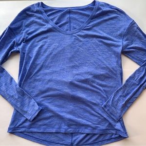 LULULEMON Meant To Move Long Sleeve Tee Blazer Blue Size 8